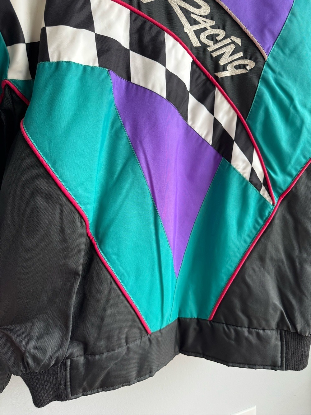 Retro Choko Racing Ski Snowmobile Jacket Mens XL Check Fleece Lined Winter Coat - Picture 10 of 14